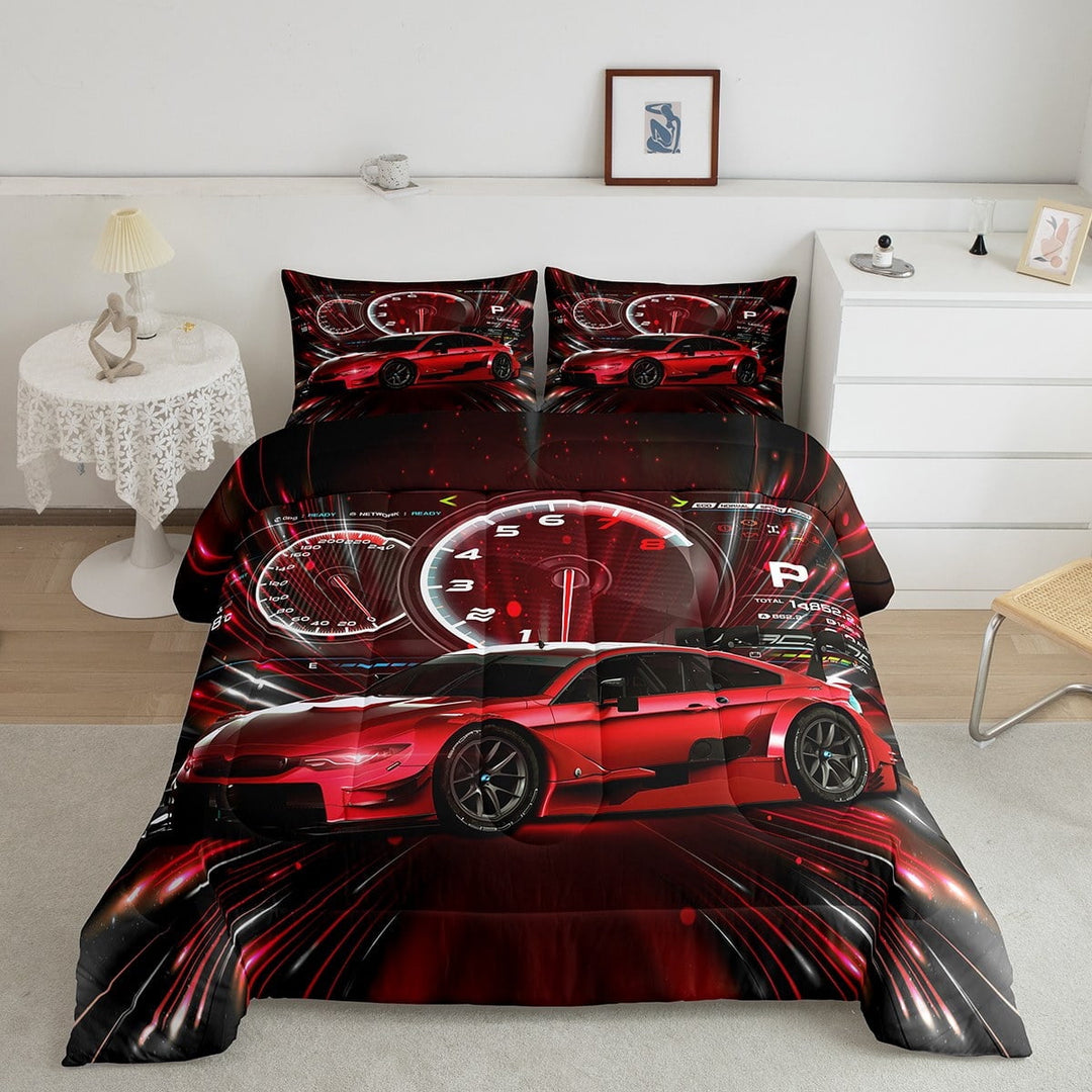Erosebridal Race Car Comforter Sports Car Bedding Set , Extreme Sports Comforter Set Cool Speed Automobile Car Decor Luxuary Red Racing Car Quilt Twin, 1 Comforter 1 Pillowcase