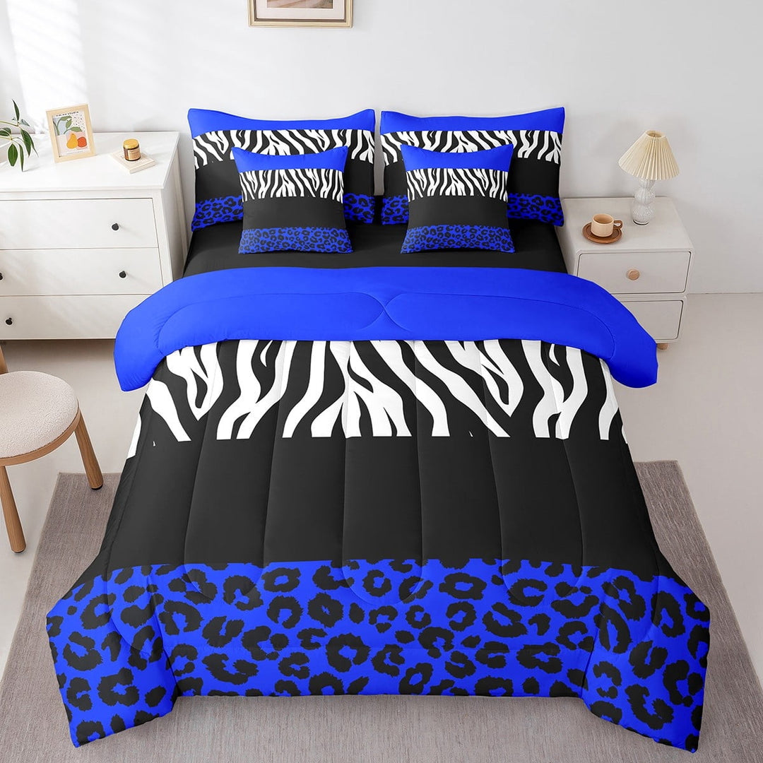 Erosebridal Zebra Leopard Print Bedding Full Size, Rectangle Geometric Bed in a Bag Full size, Animal Decorative, Reversible