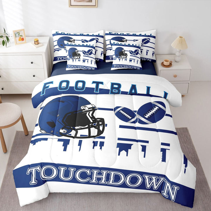 Erosebridal Sport Indianapolis Rugby Bedding Sets Twin Size,Ball Game Comforter Sets with Sheets,Football Room Decorative,Reversible,Breathable,7-Piece