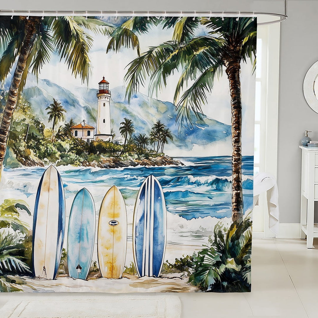 Erosebridal Ocean Surfing Shower Curtain 72x72,Hawaii Beach Bath Curtain,Summer Holiday Decor