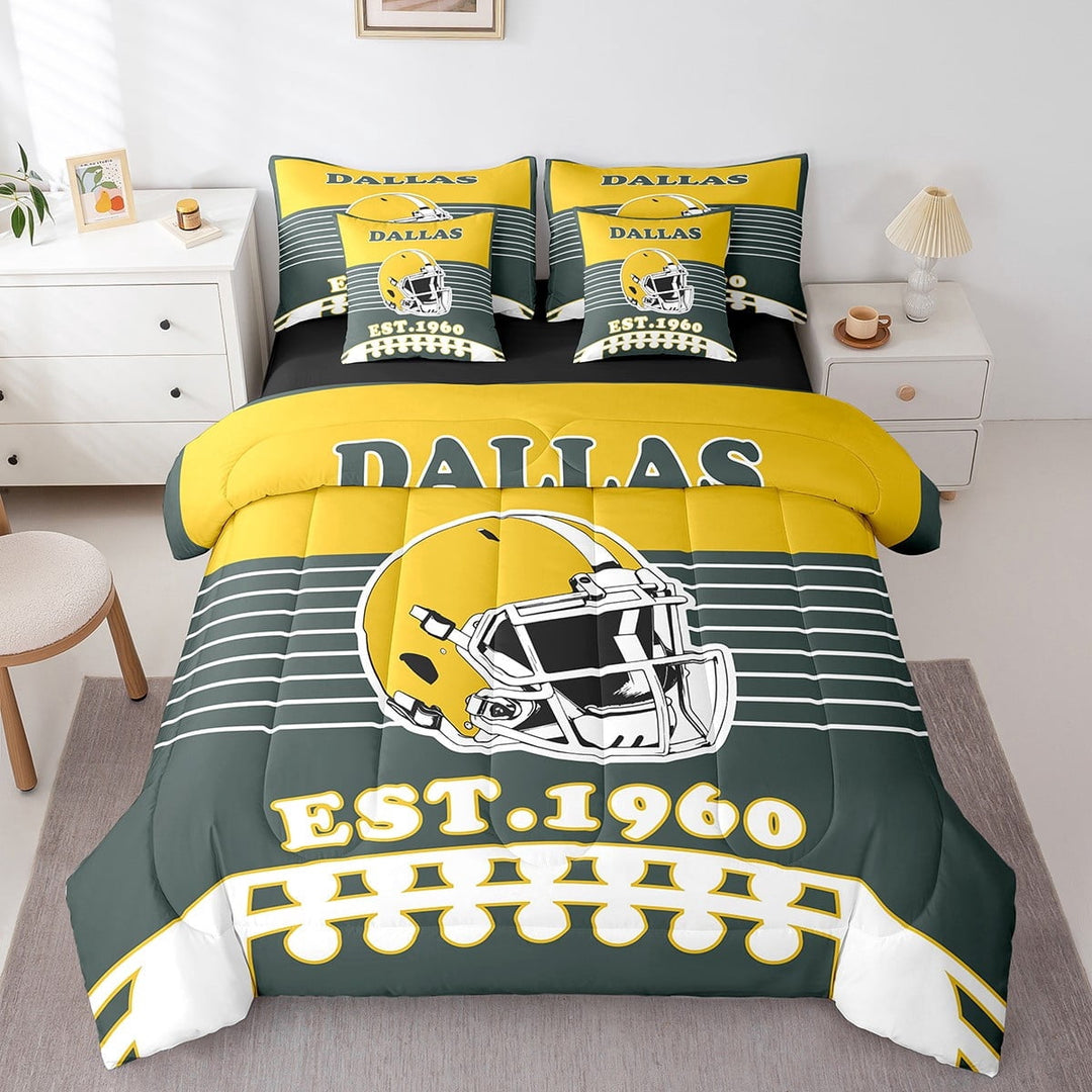 Erosebridal Football Bedding Sets Twin Size 7-Piece, Teens Room Decor, Dark Green, Dallas