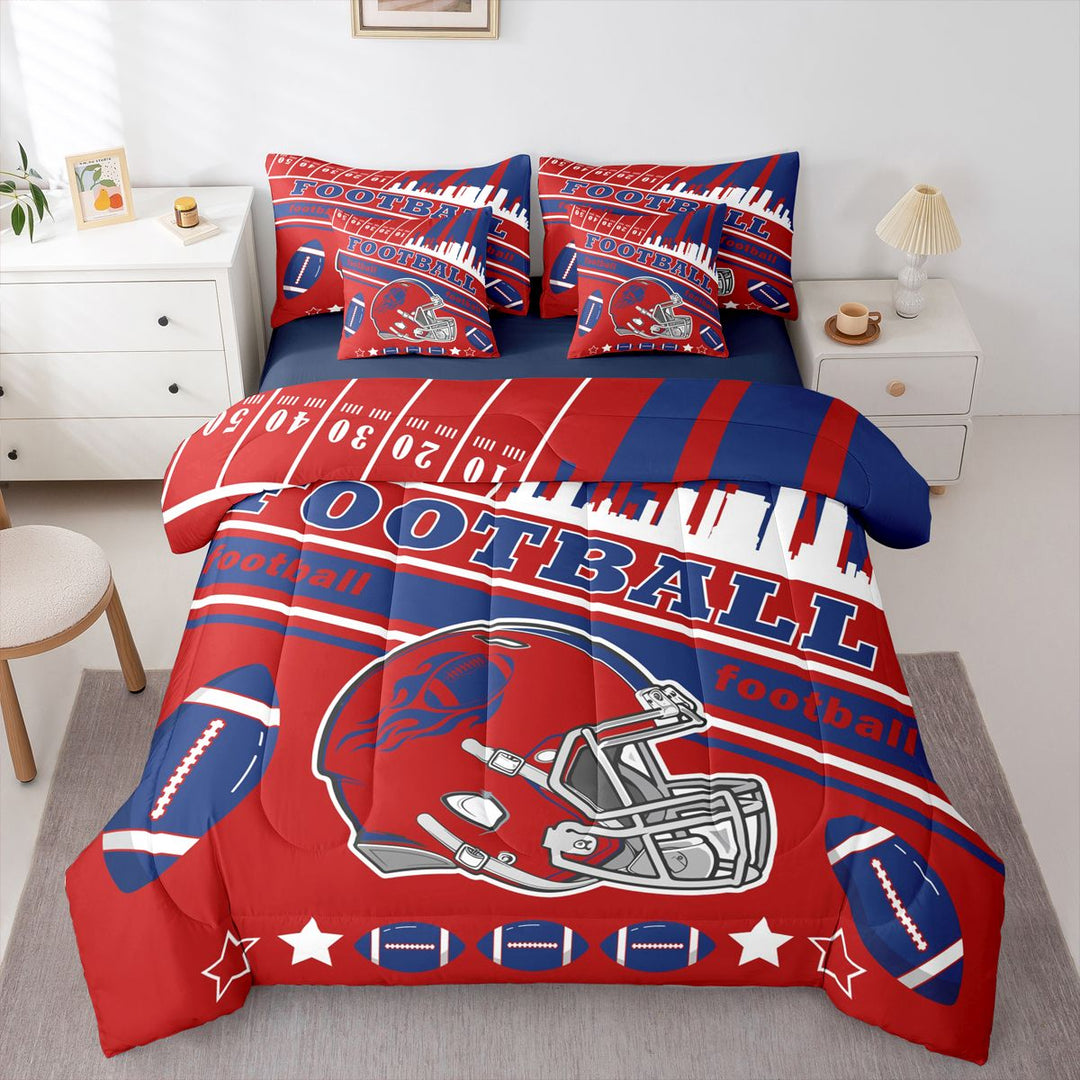 Erosebridal Football 7 Pieces Comforter Sets Twin Size For Kids Boys,New York Bedding Set For All Season,Gifts For Football Fans,Football City Bed In A Bag With Comforter Sheets