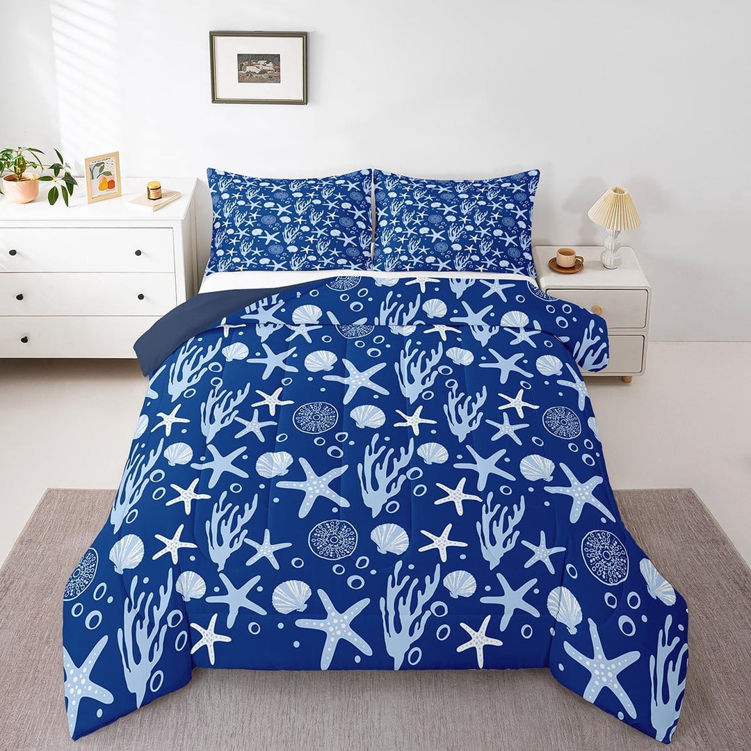 Erosebridal Animal Starfish Bedding Twin Comforter Set,Ocean Wildlife Down Comforter,Teen Bedroom Decor,Reversible,Lightweight,2-Piece