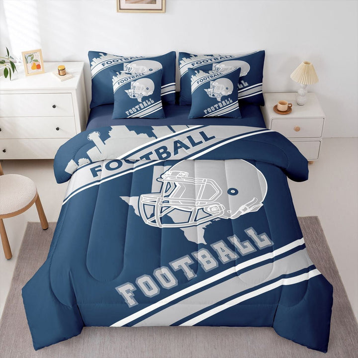 Erosebridal Rugby Bedding Sets Twin Size,Stripes Sport Comforter Sets with Sheets,Football Gaming Decor,Reversible,Breathable,7-Piece