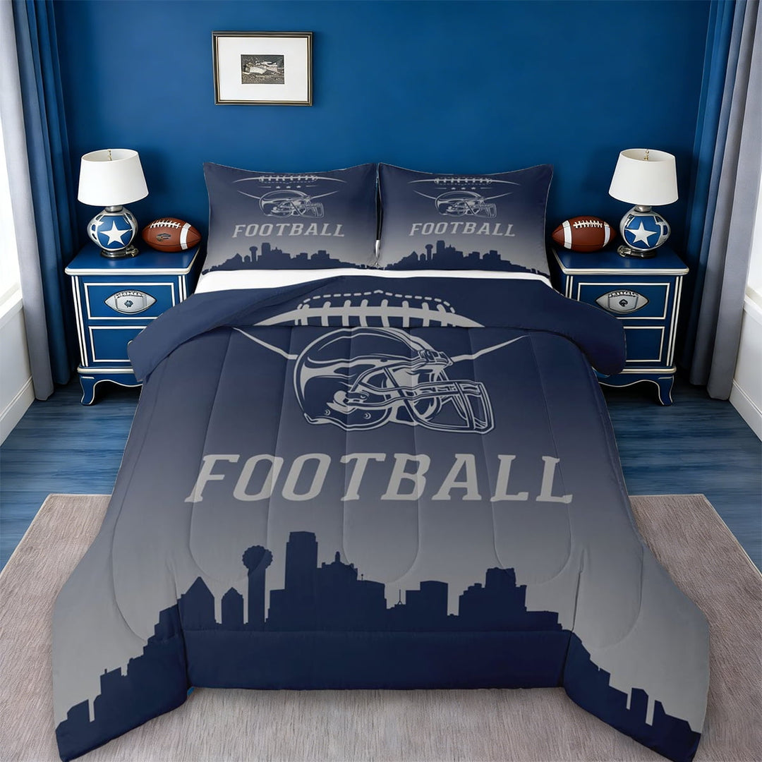 jejeloiu Boys Ball Game Twin Comforter Sets,American Rugby Football Bedding Set For Teens Reversible 2pcs