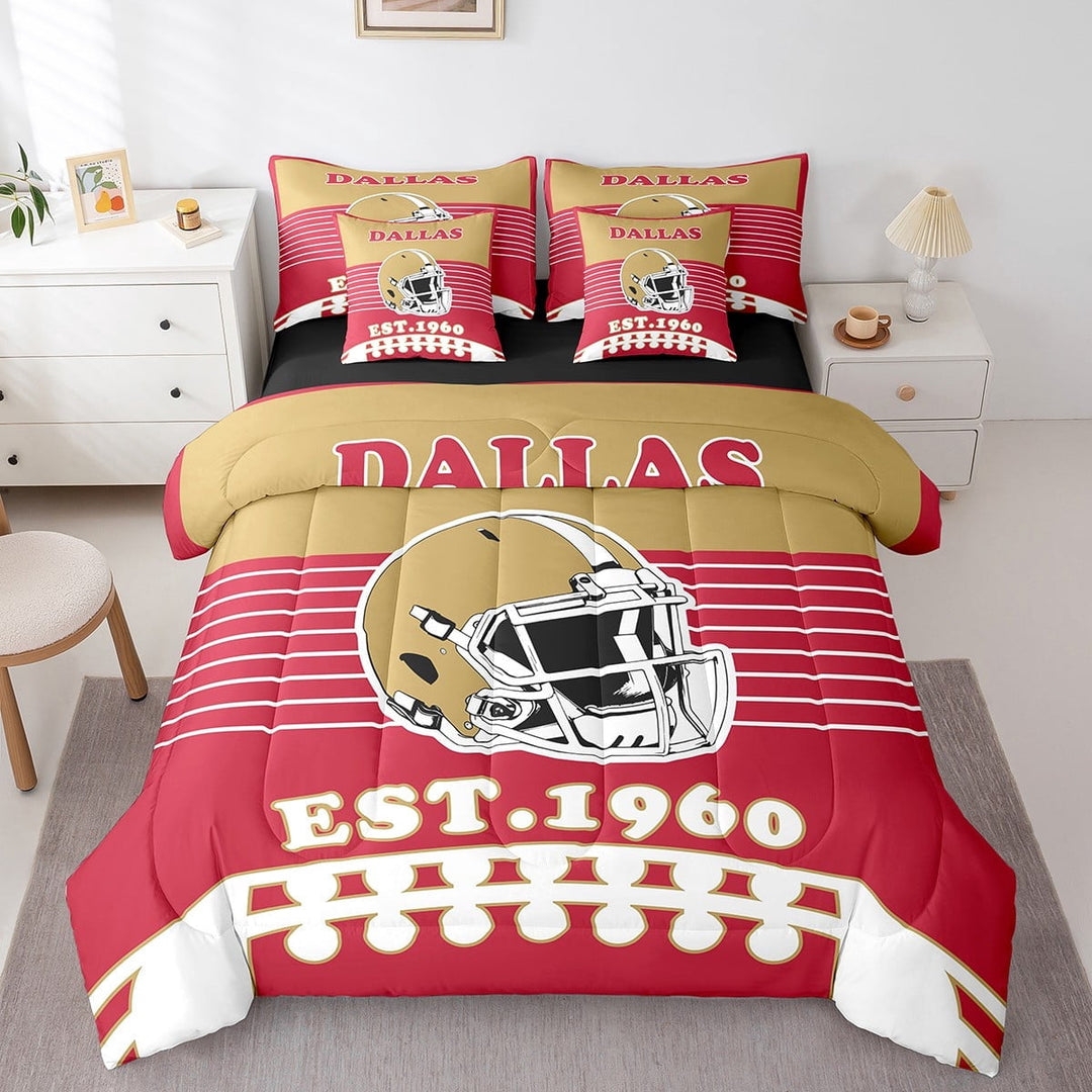 Erosebridal Football Bed in a Bag Twin size 7 Pieces Teens, Breathable, Red, Dallas