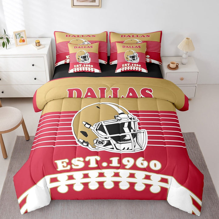 Erosebridal Football Bed in a Bag Twin size 7 Pieces Teens, Breathable, Red, Dallas