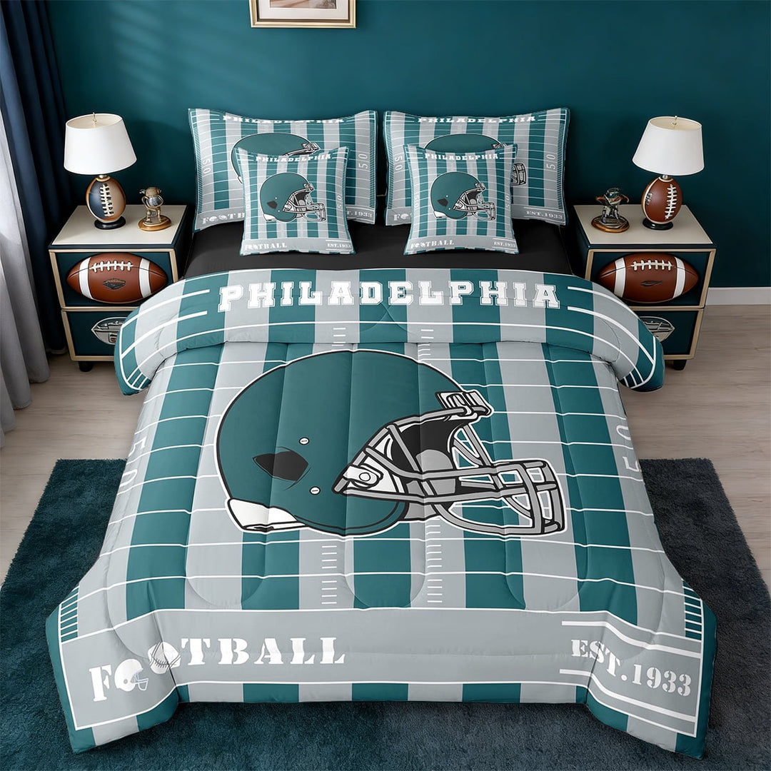 Erosebridal Sports Games Bed in a Bag Twin Size,American Football Bed Set,Philadelphia Bedding Twin Size For Boys Kids,Super Cozy Room Decoration Reversible,7 Pieces