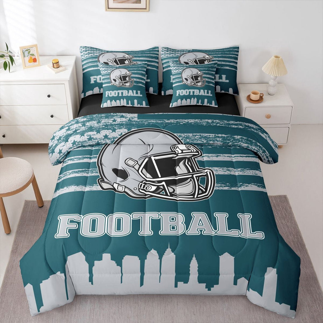 Erosebridal Sports Theme Bed in a Bag Twin Size,American Football Bed Set,Philadelphia Bedding Twin Size For Kids Boys,Microfiber Bedroom Decorative Reversible,7 Pieces