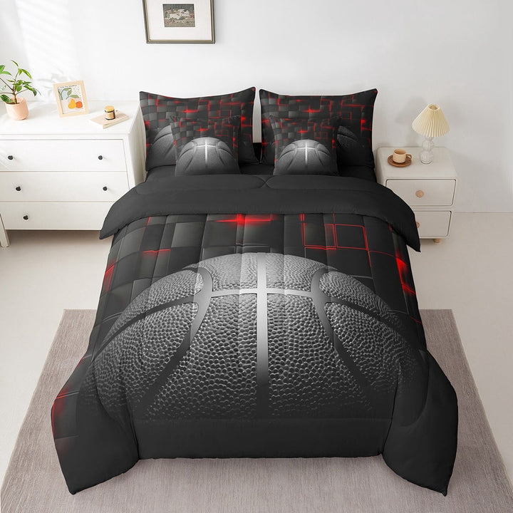 Erosebridal 3D Basketball Bedding Twin Size, Sport Player Bed in a Bag Twin size, Geometric Decor, Reversible 7 Pieces
