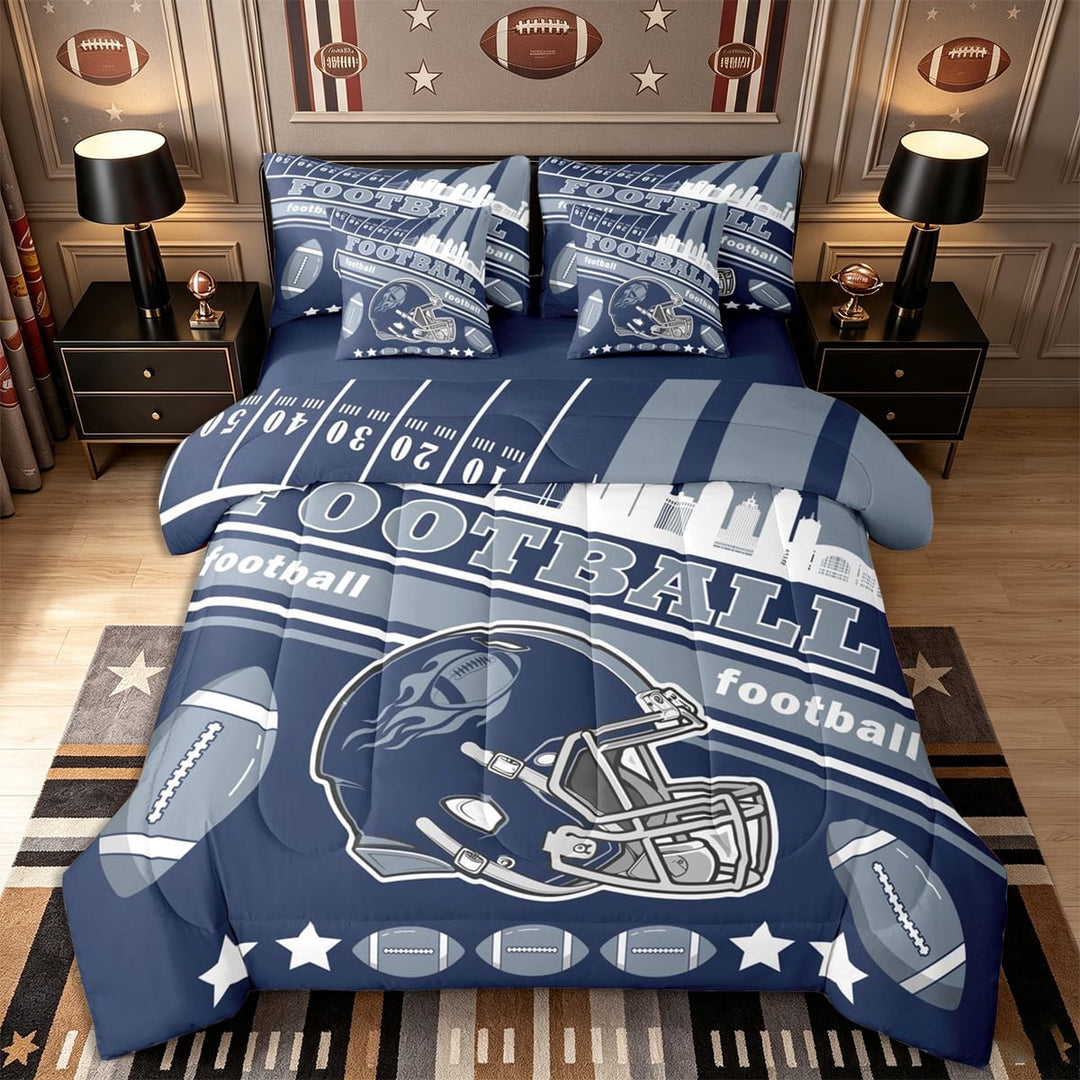 Erosebridal Football 7 Pieces Comforter Sets Twin Size,Boys Kids Bedding Set for All Season,Gifts for Football Fans,Football City Bed In A Bag with Comforter Sheets