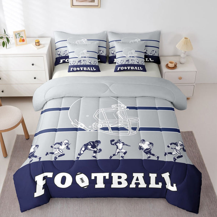 Queen Comforter Set 7 Pieces,American Football Reversible Bed in a Bag Queen, Queen Bedding Set with Football Comforter,Flat Sheet,Fitted Sheet,Pillowcases,Pillow Shams(Dallas)