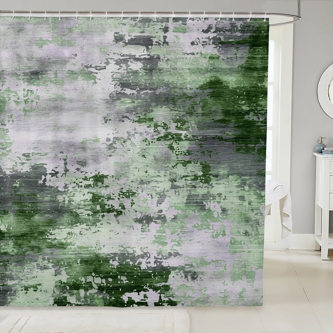 Watercolor Tie Dye Shower Curtain,Modern Abstract Bathroom Shower Curtain,Green Grey Ombre Waterproof Bathroom Curtains,Contemporary Grunge Fabric Shower Curtain (Green Grey,72"Wx78"L)