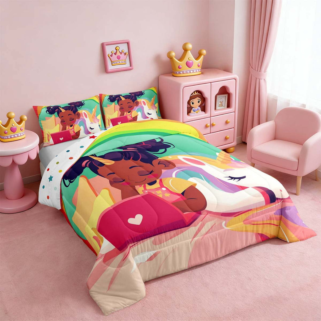 Erosebridal Kawaii Ballet Comforter Full Magical Black Full Bedding Set, Pink Down Comforter Princess Dancer Bed Set, Melody Music Notes Quilted Duvet Cute Bedroom Decor Soft Cozy 3pcs