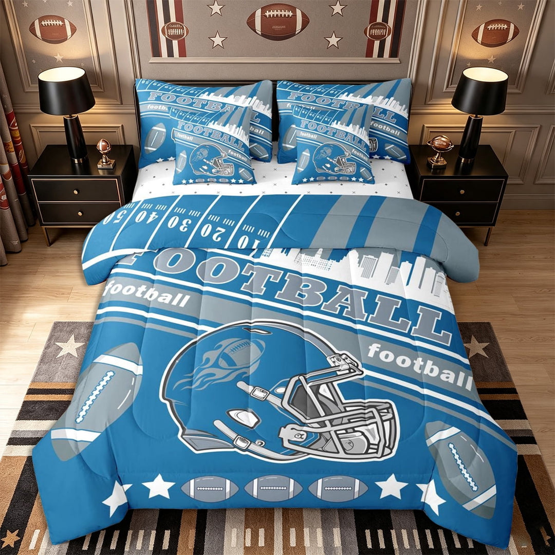 Erosebridal Football 7 Pieces Comforter Sets Twin Size for Boys Kids,Sport Theme Bedding Set for All Season,Gifts for Football Fans,Football City Bed In A Bag with Comforter Sheets