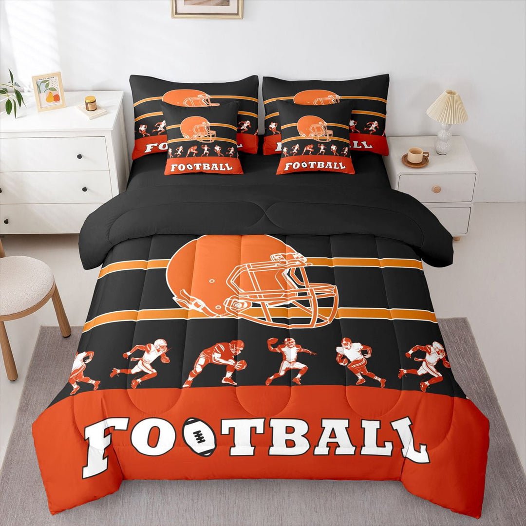 Erosebridal Twin Bed in a Bag Football Comforter Set with Sheets 7-Pieces All Season Football Bedding Sets with Comforter, Pillow Sham, Flat Sheet, Fitted Sheet and Pillowcase(Cincinnati)