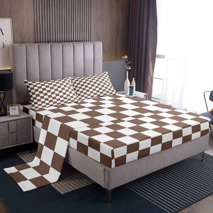 Erosebridal Geometric Buffalo Sheet Set Twin,Checkered Grid Bedding Sets Twin Size,Plaid Room Decorative,Breathable,3pcs