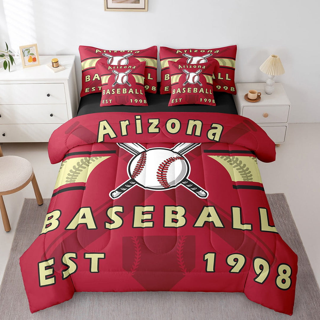 7 Piece Bed in a Bag Twin Size Comforter Set Baseball Bedding Set,Baseball Player Reversible Design Bed Set,Sports Soft Microfiber Comforter with Sheet Set,All Season,Arizona