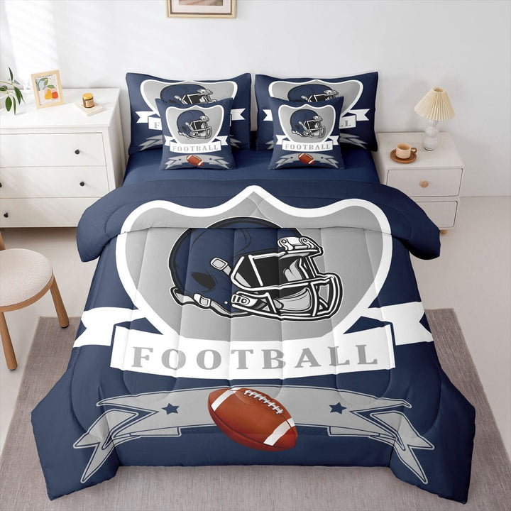 Erosebridal Eat Sleep Bed in a Bag, American Football Bed Set, Sports Lover Reversible Comforter Sets, Lightweight Bedroom Decor, 7 Pieces
