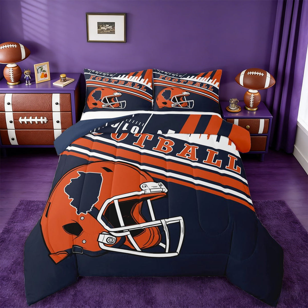 jejeloiu Football Sport Game Twin Comforter Sets,Rugby Ball Gaming Bedding Set For Ball Lovers Reversible 2-Piece
