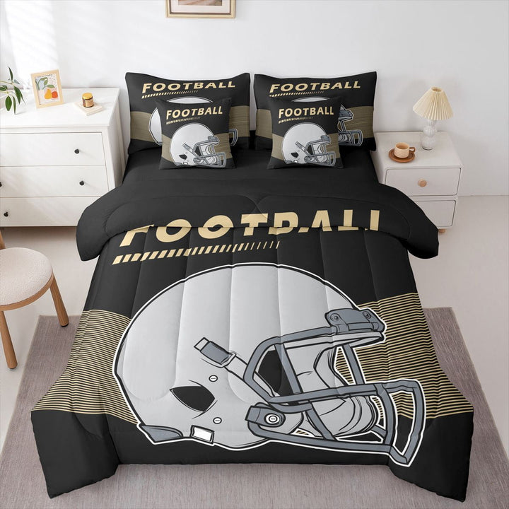 Queen Size 7Pcs American Football City Comforter Set with Sheets Rugby Game Comforter Set Bed-in-a-Bag,New Orleans(1 Comforter,1 Flat Sheet 1 Fitted Sheet 2 Pillowcases 2 Throw Pillow Covers)
