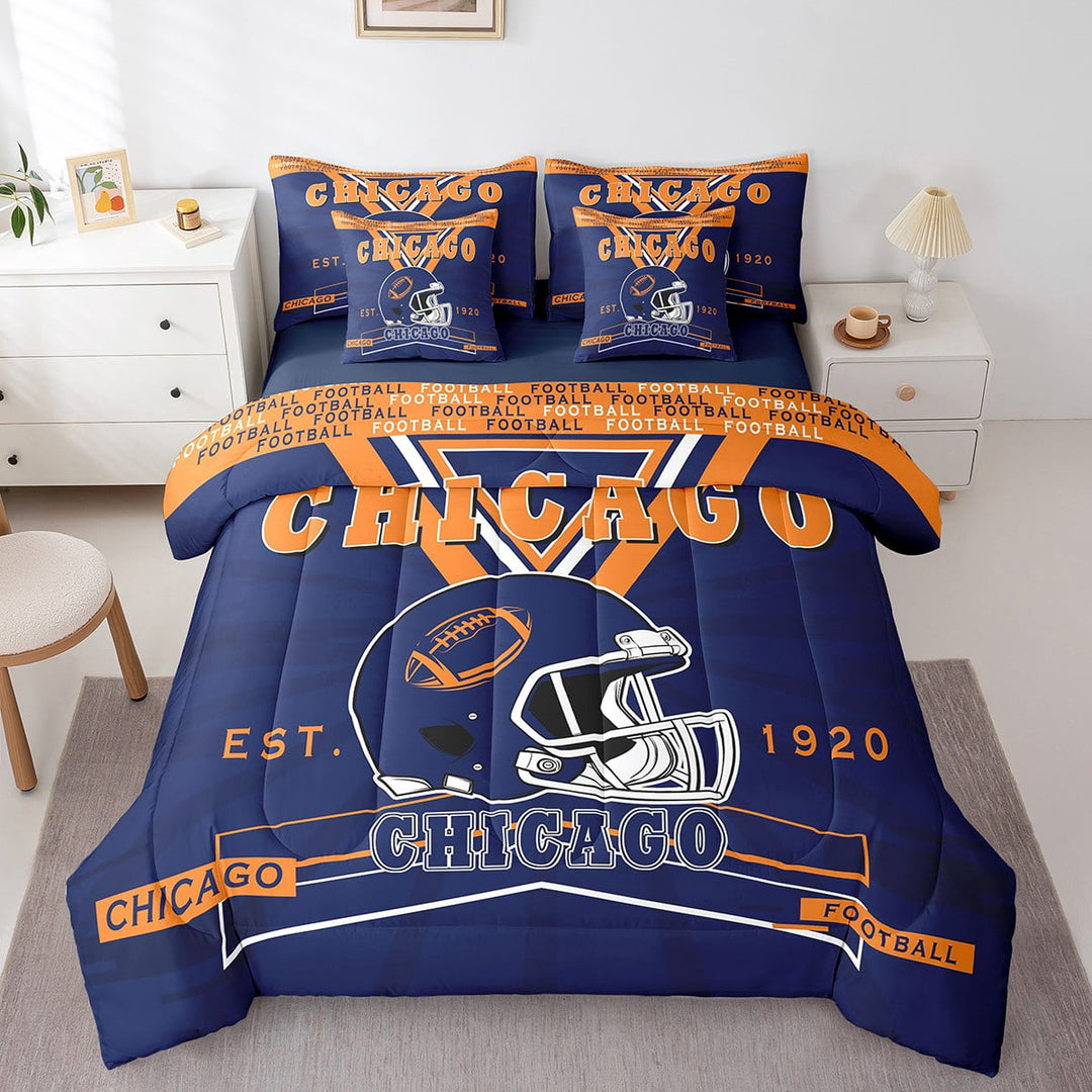 Erosebridal 7Pcs Football Bedding Set s,Twin Size Comforter Set with Sheets and Pillowcase,7Pcs Bed in a Bag,American Football Team Bed Set, Sports Comforter