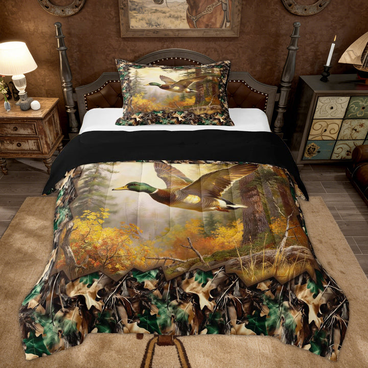 Erosebridal Rustic Duck Animals Twin Comforter Sets for Kid, Cartoon Wildlife Bedding Set, 2pcs