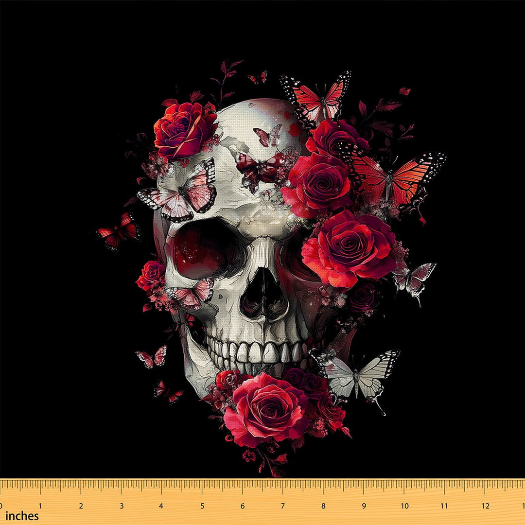 Castle Fairy Abstract Skull Fabric by the Yard 10 Yards for Teens,Gothic Style Room Decor Fabric by the Yard,Happy Halloween Fabric for Sewing,Breathable Home Decor