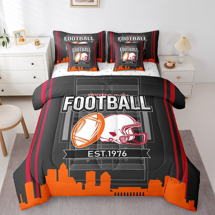 Erosebridal American Football Bedding Sets Twin Size,Ball Gamer Comforter Sets with Sheets,Sport Decor,Reversible,Breathable,7-Piece