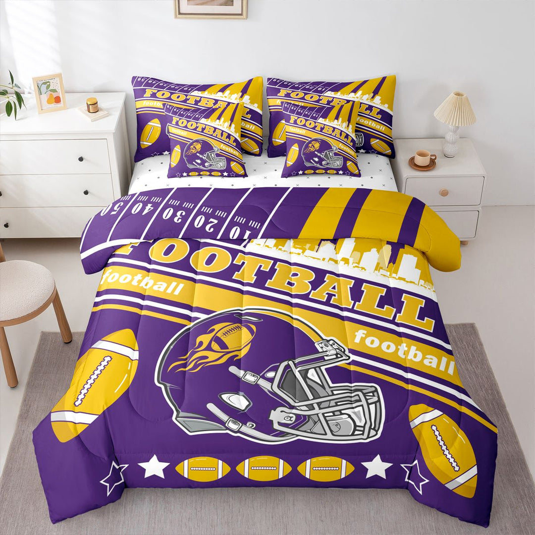 Erosebridal Boys Football 7 Pieces Comforter Sets Full Size For Kids,Minnesota Bedding Set For All Season,Gifts For Football Fans,Football City Bed In A Bag With Comforter Sheets