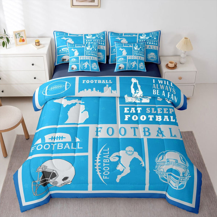 Erosebridal 7 Pieces Bed in a Bag Twin Bedding Set with Sheets,Football Comforter Sets for All Season,1 Comforter, 2 Cushion Cases, 1 Flat Sheet, 1 Fitted Sheet, 2 Pillowcases