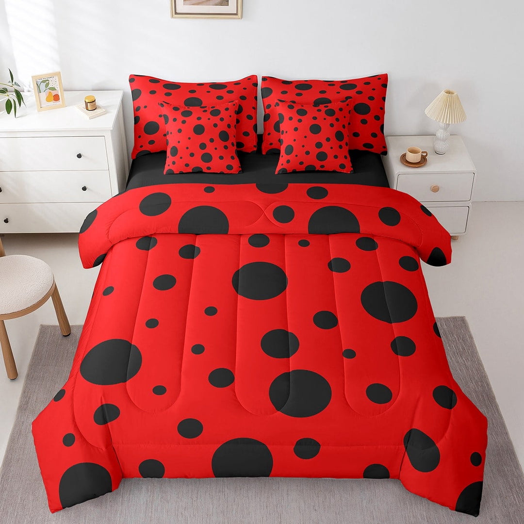 Erosebridal Yellow Polka Dots Bedding King Size, Cartoon Bed Set, Teenager Boys Girls Reversible Bed in a Bag King size, Microfiber Room Decor, 7 Pieces