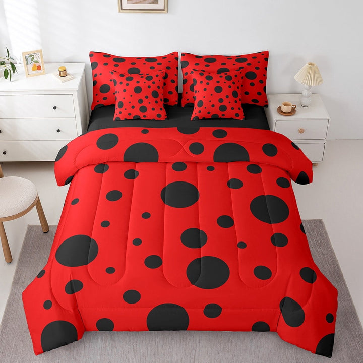 Erosebridal Yellow Polka Dots Bedding King Size, Cartoon Bed Set, Teenager Boys Girls Reversible Bed in a Bag King size, Microfiber Room Decor, 7 Pieces