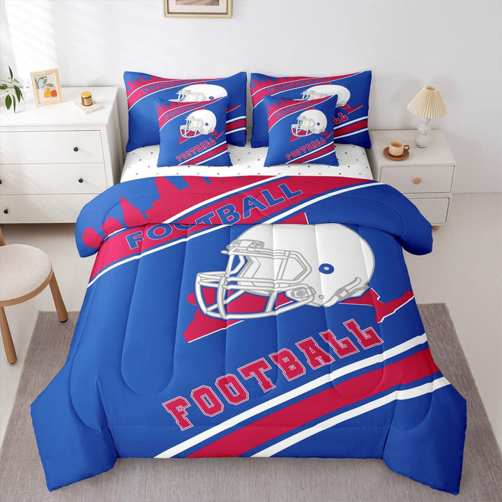 Erosebridal Sport Football Bedding Sets Twin Size,Stripes Comforter Sets with Sheets,Room Decorative,Reversible,Breathable,7-Piece