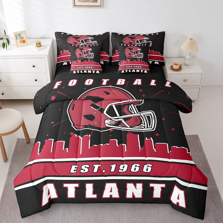 Erosebridal American City Atlanta Bedding, Football Soccer Bed in a Bag, Sports Theme Reversible Bed Set, Super Cozy Room Decorative, 7pcs