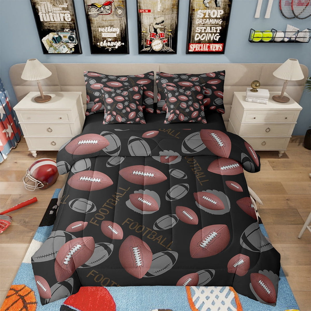Erosebridal Football Bedding Sets Twin Size,Gaming Comforter Sets with Sheets,Sport Room Decor,7-Piece