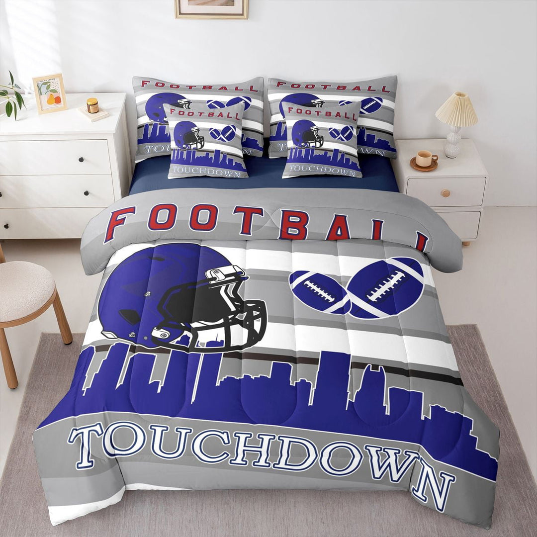 Erosebridal Ball Gaming Rugby Bedding Sets Twin Size,Football City West New York Comforter Sets with Sheets,Gamer Room Decorative,Reversible,Breathable,7-Piece