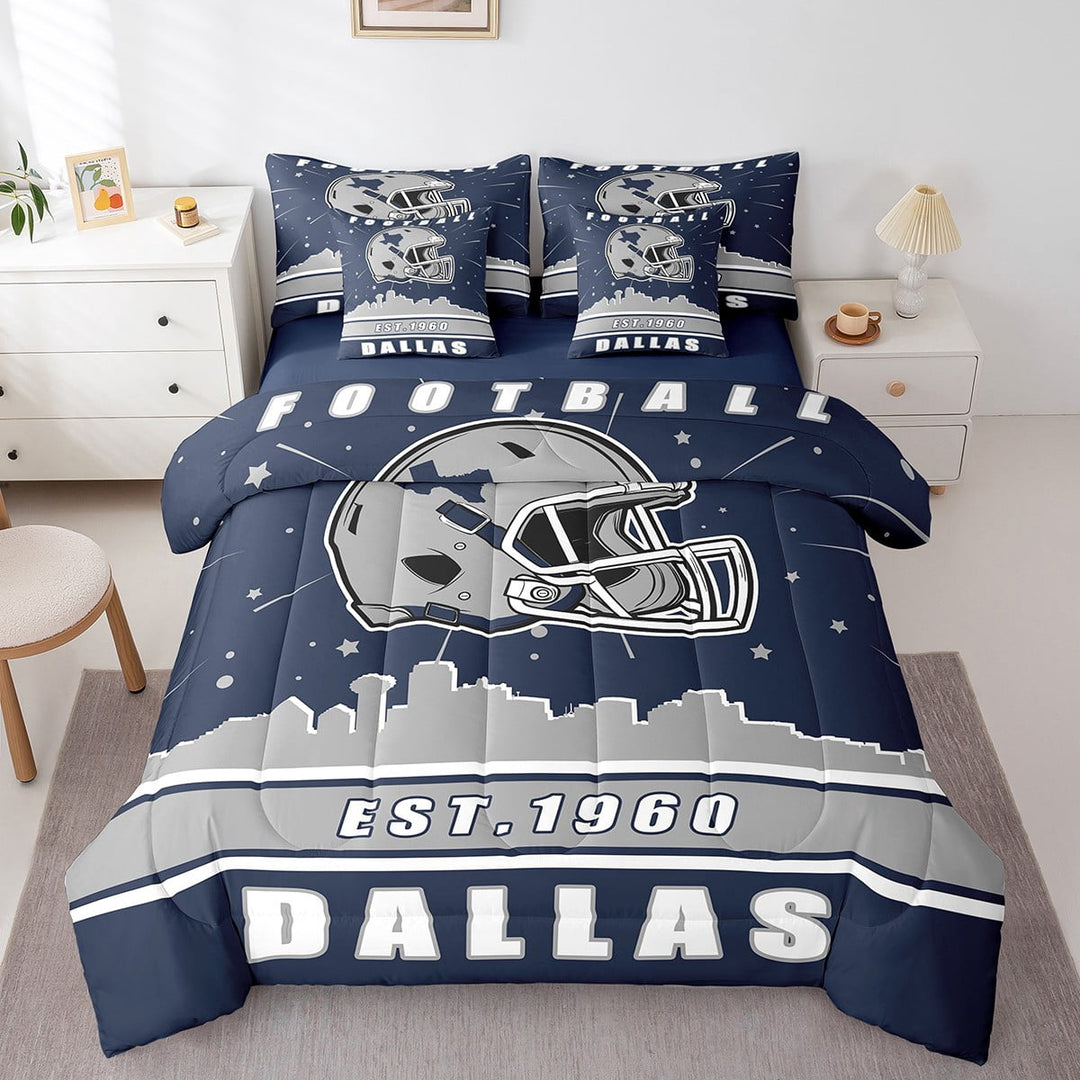 Erosebridal Soccer Lover Bed in a Bag, American Football Bed Set, Eat Sleep Reversible Comforter Sets, Super Cozy Bedroom Decorative, 7pcs