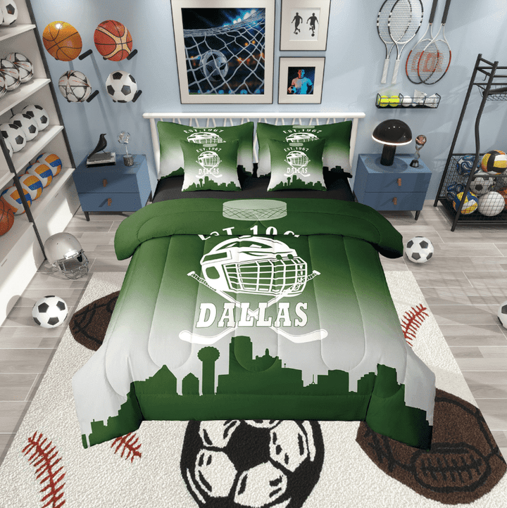 Erosebridal Eat Sleep Bedding Twin Size, American Football Bed in a Bag Twin size, Sports Lover Reversible Bed Set, Breathable Room Decor, 7 Pieces