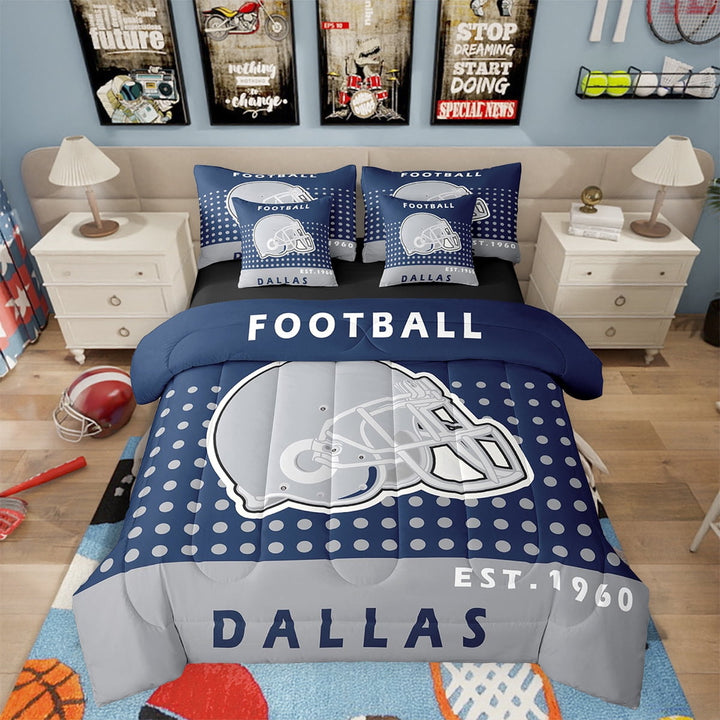 Bed in a Bag Football Sports Bedding Sets 7 Piece Football Lover Comforter Set with Sheets American Football City Bed Set Football Team Sports Game Sheets Twin (Chicago)