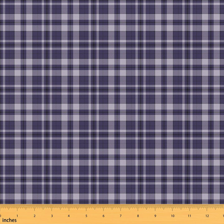 Manfei Aesthetic Grid Fabric by the Yard 1 Yard, Minimalist Checkered Home Decor Fabric by the Yard, Dark Purple