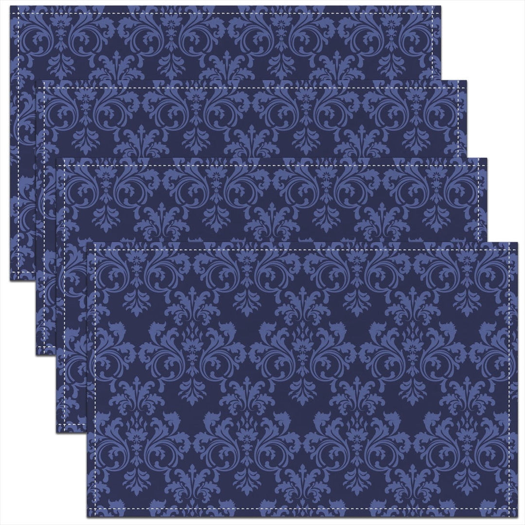 Erosebridal Girly Boho Damask Place Mats Set of 4 for in Door Dinning, Tribal Hippie Print Table Place Mats for in Door Dining, Boho Flower Decor