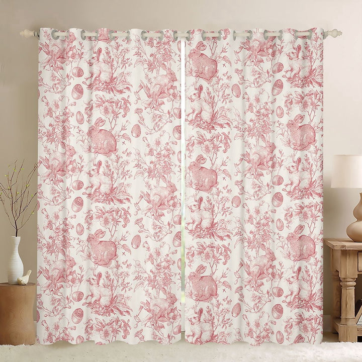 Erosebridal Vintage Rabbit Black Out Curtains for Kids, Pink Beige Curtains Pack of 2 (42x63 Each)