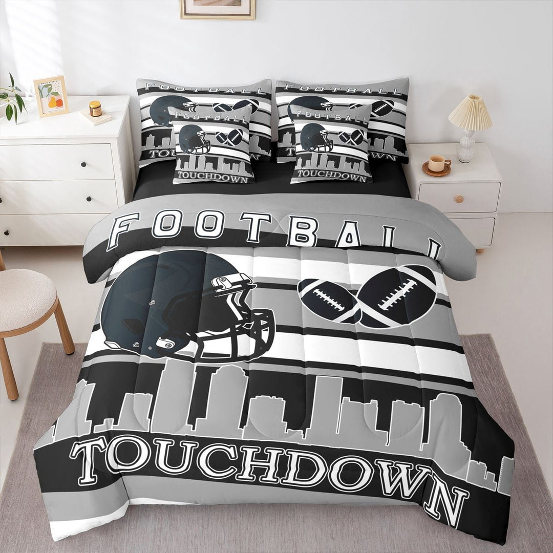 Erosebridal Teens Foxborouch Football Bedding Sets Twin Size,Sport Theme Comforter Sets with Sheets,Rugby Decor,Reversible,Breathable,7-Piece