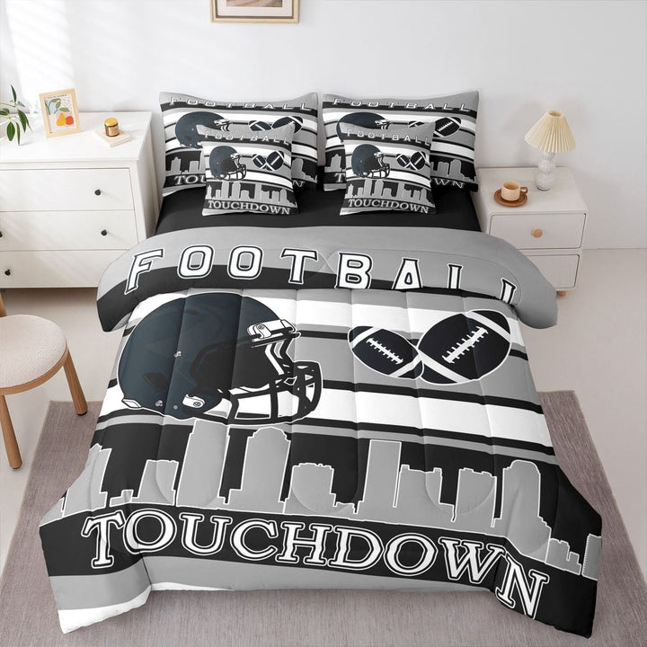 Erosebridal Teens Foxborouch Football Bedding Sets Twin Size,Sport Theme Comforter Sets with Sheets,Rugby Decor,Reversible,Breathable,7-Piece