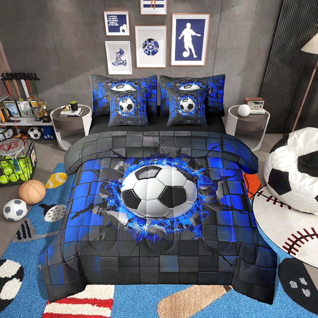 Erosebridal Soccer Bed in a Bag Full size,Gradient Geometric Bed Set,Gaming Room Decor,Reversible