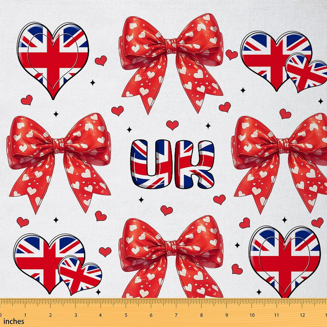 Manfei Union Jack Fabric by the Yard (1 Yard), Kawaii Red Bowtie Decorative Fabric by the Yard, Cute Hearts Sewing &amp; Crafting Fabric, Luxury Living Room Decor