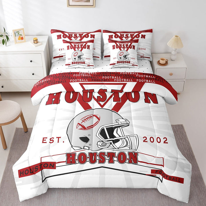 Erosebridal Teens American Football Bedding Set Twin Size 7 Piece Bed in A Bag Football Comforter Set Teens Super Soft All Season for Bedroom,Sports Fan Reversible Bed Sets