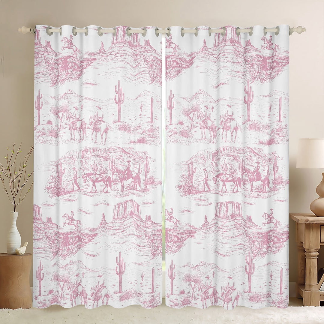 Feelyou Southwestern Cowgirl Blackout Curtains Set of 2 (52x84 Each), Rustic Farmhouse Window Curtains, Vintage Tribal Curtains and Drapes, Curtains and Drapes Home Decor