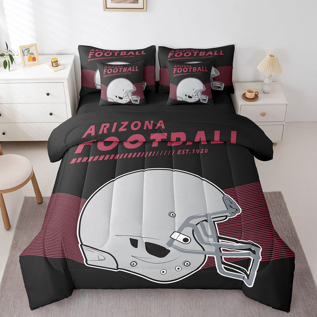 American Football Comforter Set with Sheets Sports Ball Game Comforter Set Bed-in-a-Bag Queen 7-Piece,Arizona(1 Comforter, 1 Flat Sheet 1 Fitted Sheet 2 Pillowcases 2 Throw Pillow Covers)